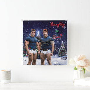 Horloge Carrée SlipperyJoe's décoré enneigé de Noël tre