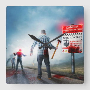 Horloge Carrée SlipperyJoe's Happy Halloween cadavre zombies airp