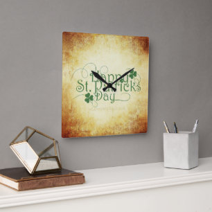 Horloge Carrée SlipperyJoe's Happy St. Patrick's Day holiday Iris