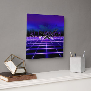 Horloge Carrée SlipperyJoe's toutes sortes tort bold 3D texte ret