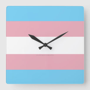 Horloge Carrée SlipperyJoe's transgenre pride drapeau de la diver