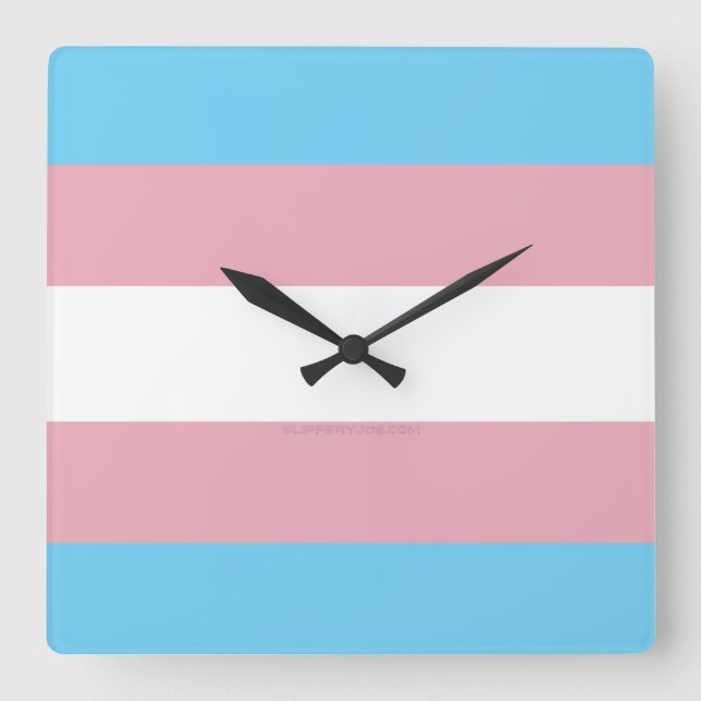 Horloge Carrée SlipperyJoe's transgenre pride drapeau de la diver (Recto)
