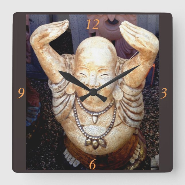 Horloge Carrée smiling happy buddha clock (Recto)