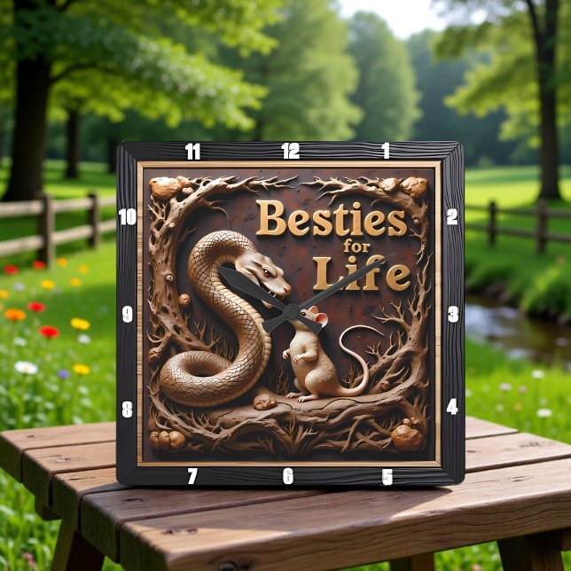 Horloge Carrée Snake Rat Best Friends (Créateur téléchargé)