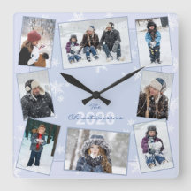 Snowflakes d'hiver Famille Photo Collage Nom Année
