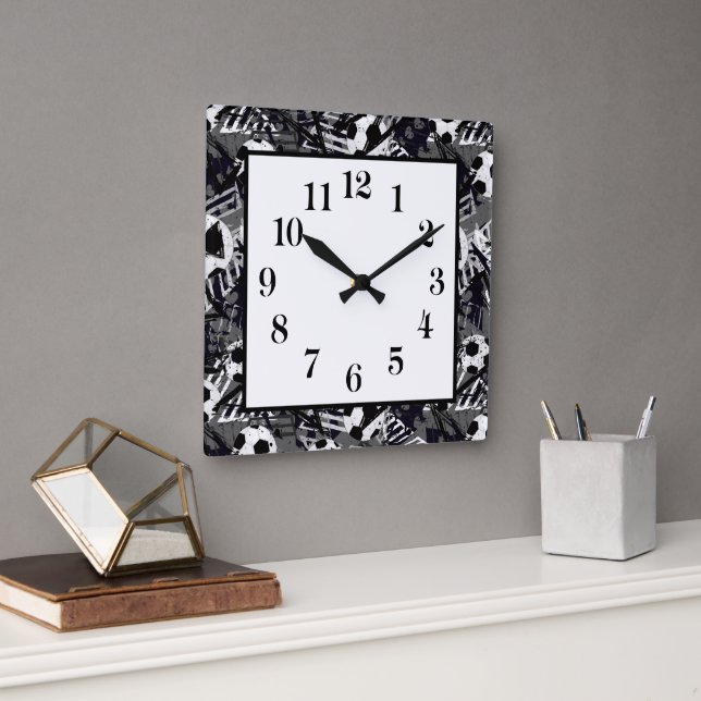 Horloge Carrée Soccer Ball Wall Clock (Bureau)