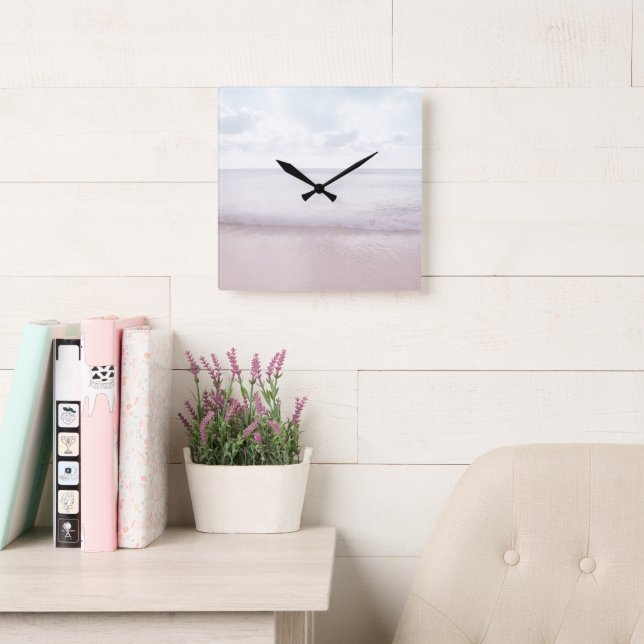 Horloge Carrée Soft Pastel Ocean Waves 4 #ocean#art (Salle de lecture)