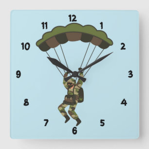 Horloge Carrée Soldat militaire / Parachutiste