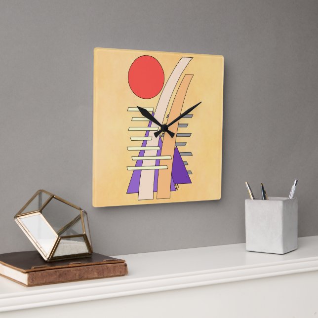 Horloge Carrée Soleil abstrait, ombres, reflets et structures (Bureau)