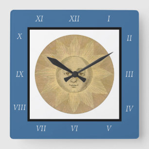 Horloge Carrée Soleil - Détail solaire de la carte antique vers 1