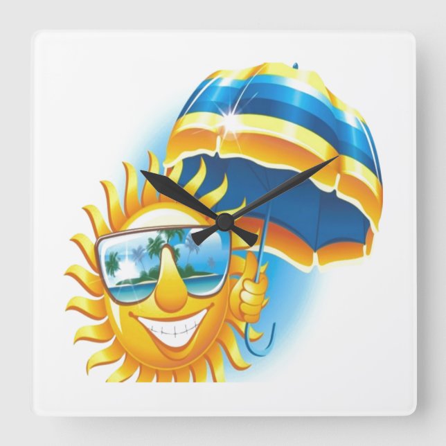 Horloge Carrée Soleil d'été (Recto)