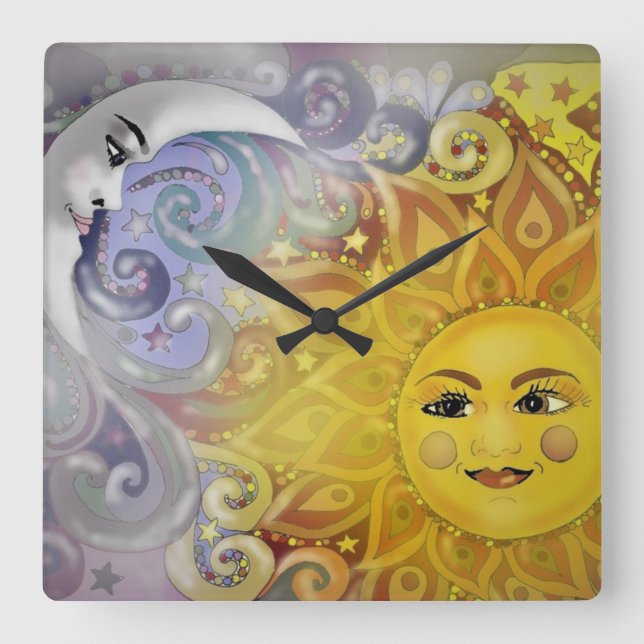 Horloge Carrée Soleil et Lune   (Recto)