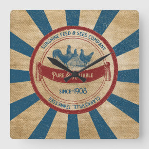 Horloge Carrée Soleil vintage de conception de sac à alimentatio