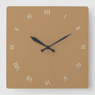 Horloge Carrée Solid Brown White