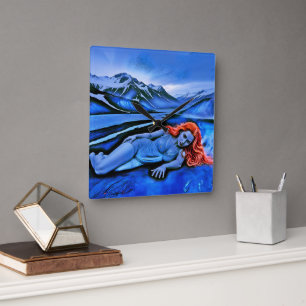 Horloge Carrée "Sólvátra" - Flamme sous la glace