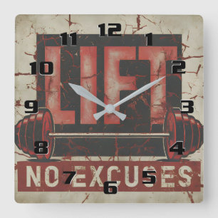 Horloge Carrée Soulever Aucune Excuse Incroyable Motivation Gym M