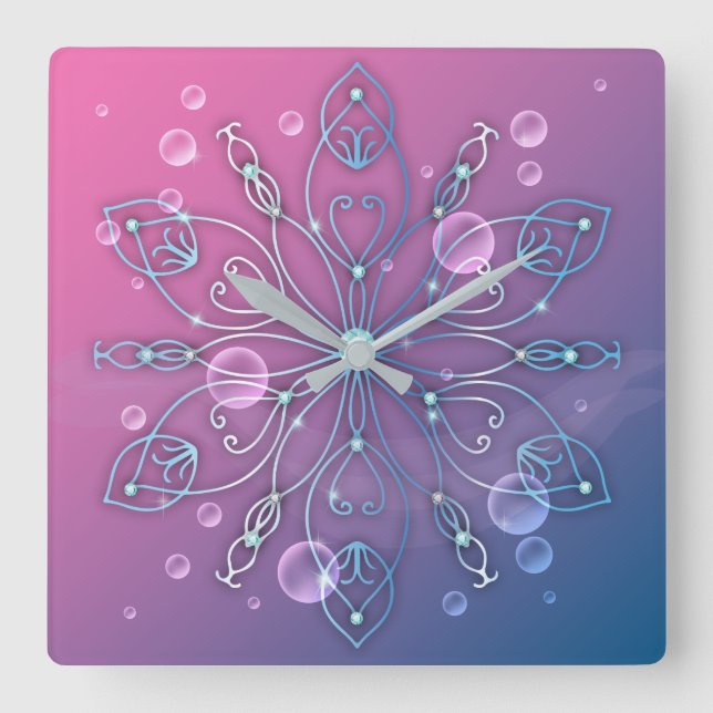 Horloge Carrée Sous l'eau brillant élégant luxe Royal Mandala (Recto)