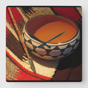 Horloge Carrée Southwestern Native American clock