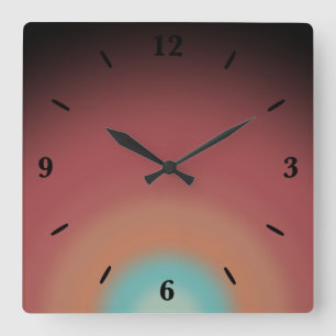 Horloge Carrée Southwestern Southwest Desert Rainbow Art Design