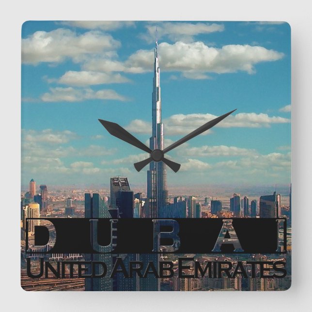 Horloge Carrée Souvenir de Dubaï EAU (Recto)