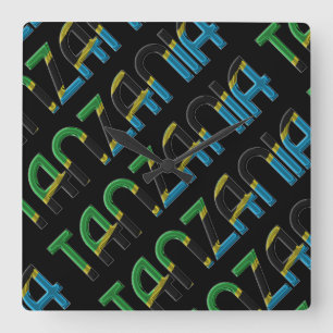 Horloge Carrée Souvenir du typographe d'Africa Tanzanie