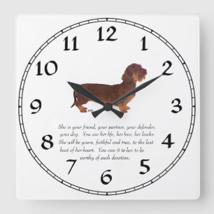 Horloge Carrée Souvenir Teckel - Femelle