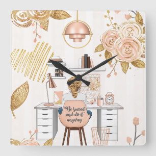 Horloge Carrée Soyez Effrayé & Faites-Le De Toute Façon