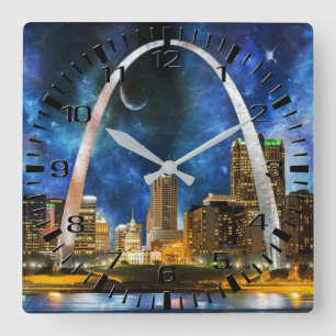 Horloge Carrée Spacey St. Louis Skyline Wall Clock