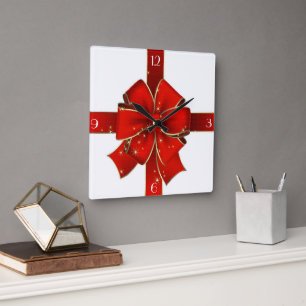 Horloge Carrée Sparkling Bow Clock