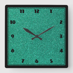 Horloge Carrée Sparkling Green Glitter