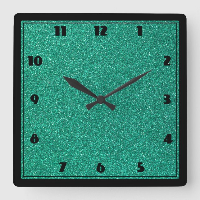 Horloge Carrée Sparkling Green Glitter (Recto)