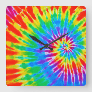 Horloge Carrée Spiral Tie Dye Clock