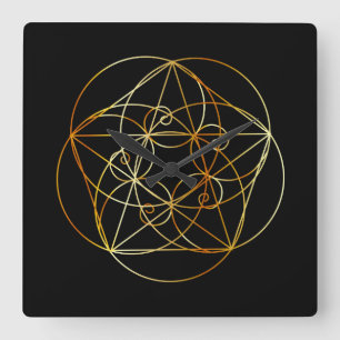 Horloge Carrée Spirale de Fibonacci la géométrie sacrée
