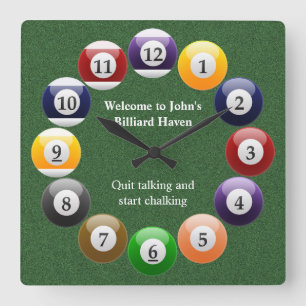 Horloge Carrée Sport de snooker