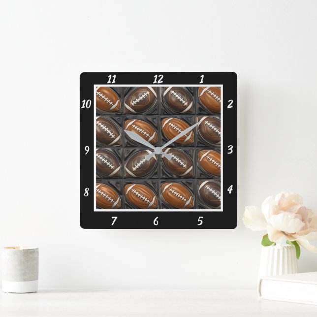 Horloge Carrée Sports de football à motifs (Maison)