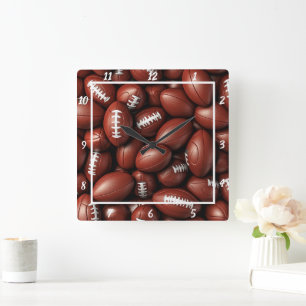 Horloge Carrée Sports de football en grappe 