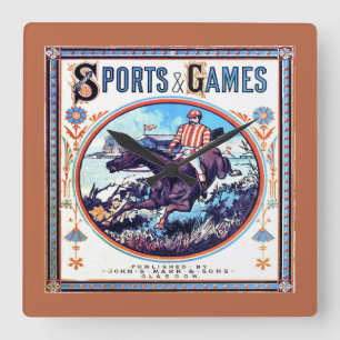 Horloge Carrée Sports et Jeux Chasse Livre Vintage Couverture