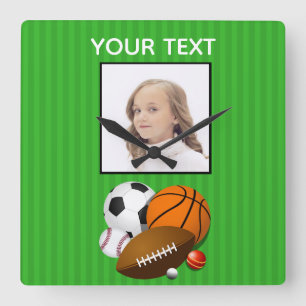 Horloge Carrée Sports Photo Acrylic Wall Clock