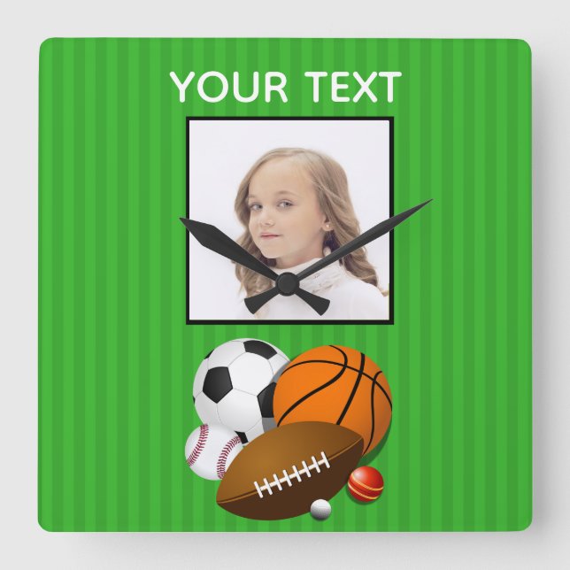 Horloge Carrée Sports Photo Acrylic Wall Clock (Recto)