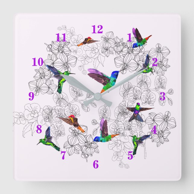 Horloge Carrée Spring Birds Wall Clock (Recto)
