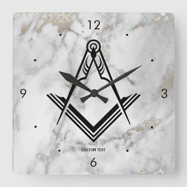 Horloge Carrée Square Freemason Wall Clock | Unique Masonic Gifts (Recto)