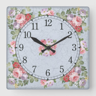 Horloge Carrée Square wall clock - floral design