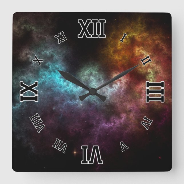 Horloge Carrée Squiggley Nebula Star Dust Cloud CRQENH (Recto)