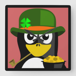 HORLOGE CARRÉE "ST. JOUR DE PATRICK" PENGUIN