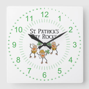 Horloge Carrée St. Patrick's Day Rocks