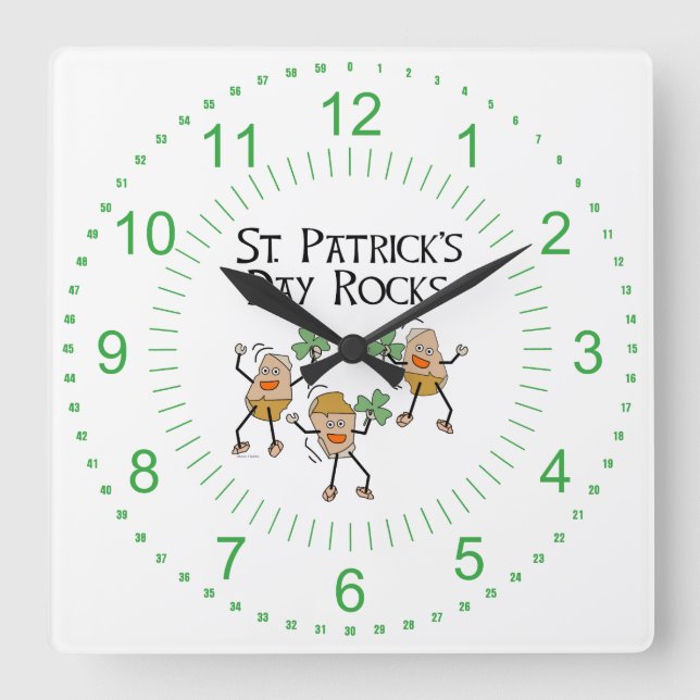 Horloge Carrée St. Patrick's Day Rocks (Recto)