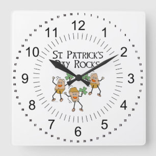Horloge Carrée St. Patrick's Day Rocks