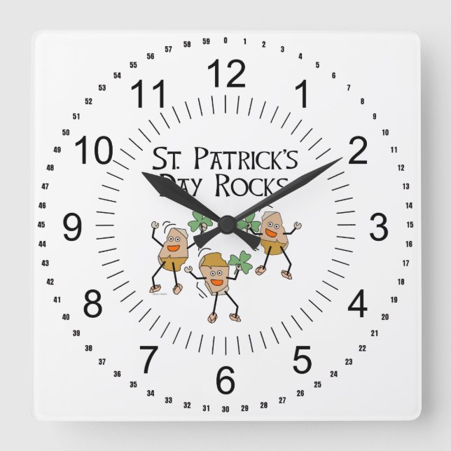 Horloge Carrée St. Patrick's Day Rocks (Recto)