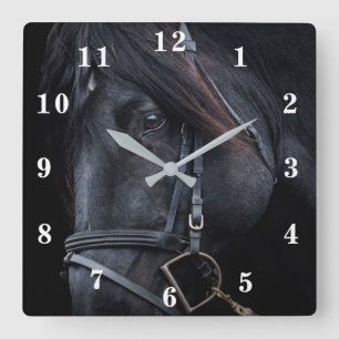 Horloge Carrée Stallion noir