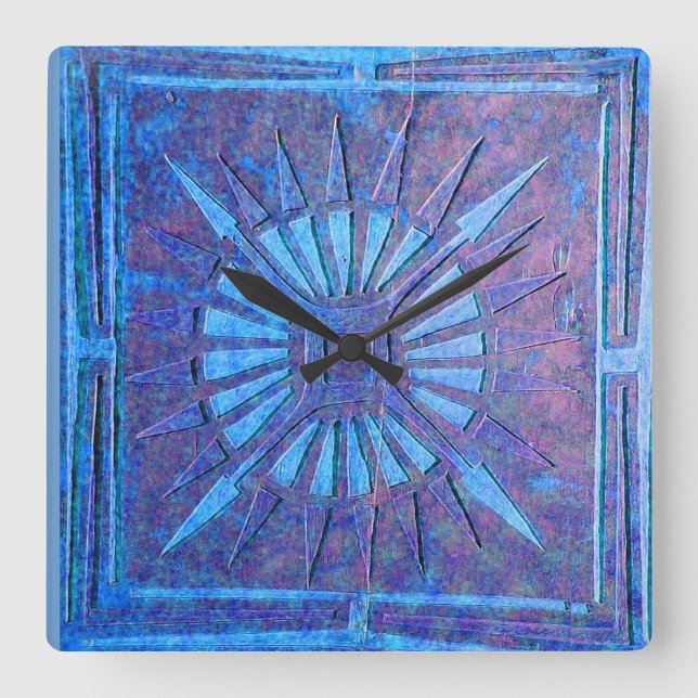 Horloge Carrée STAR DU MATIN, Bleu pourpre (Recto)